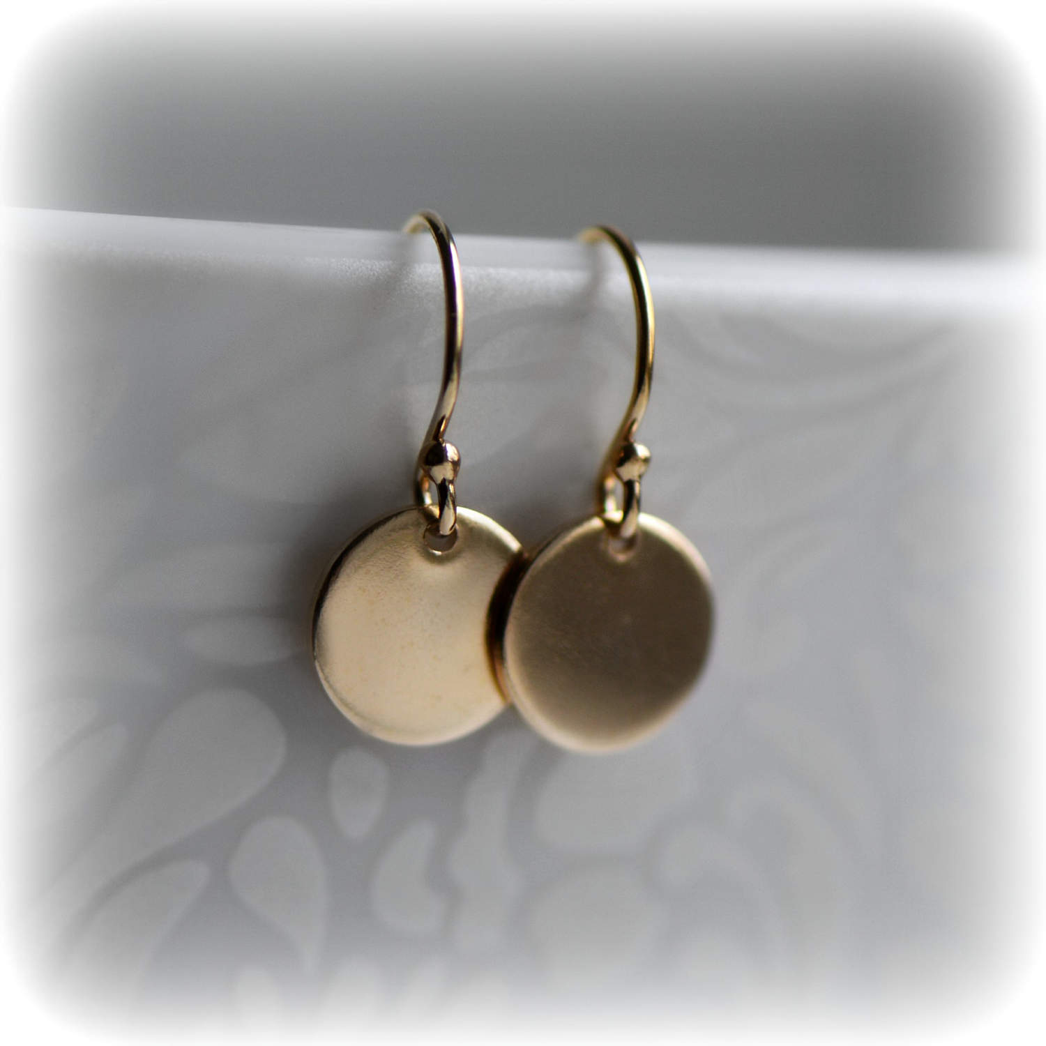 Tiny Gold Earrings Small Gold Dot Earrings Gold Disc Etsy UK