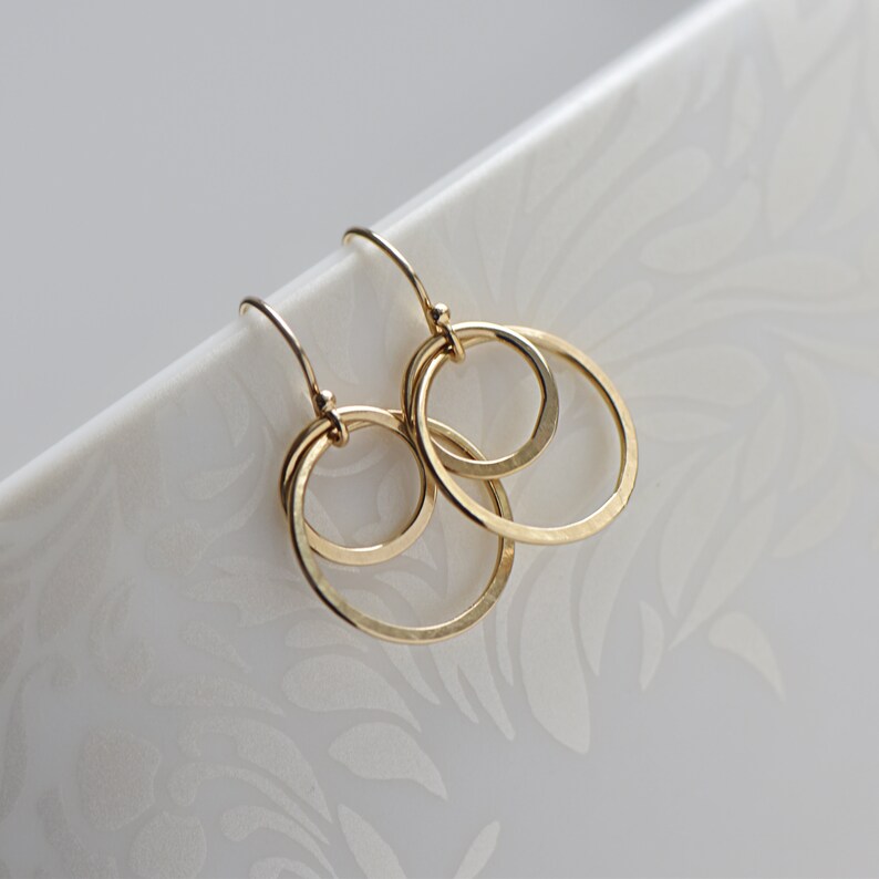 Gold Hoop Earrings Double Hoop Earrings 14k Gold Fill Circle Etsy