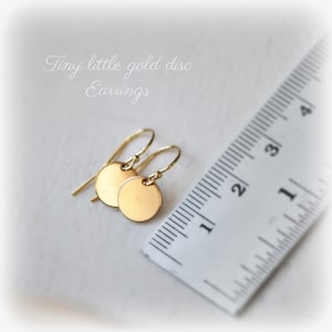 Tiny Gold Earrings, Small Gold Dot Earrings Gold Disc, Birthday Gift for Her, Dainty Earrings, Blissaria image 2