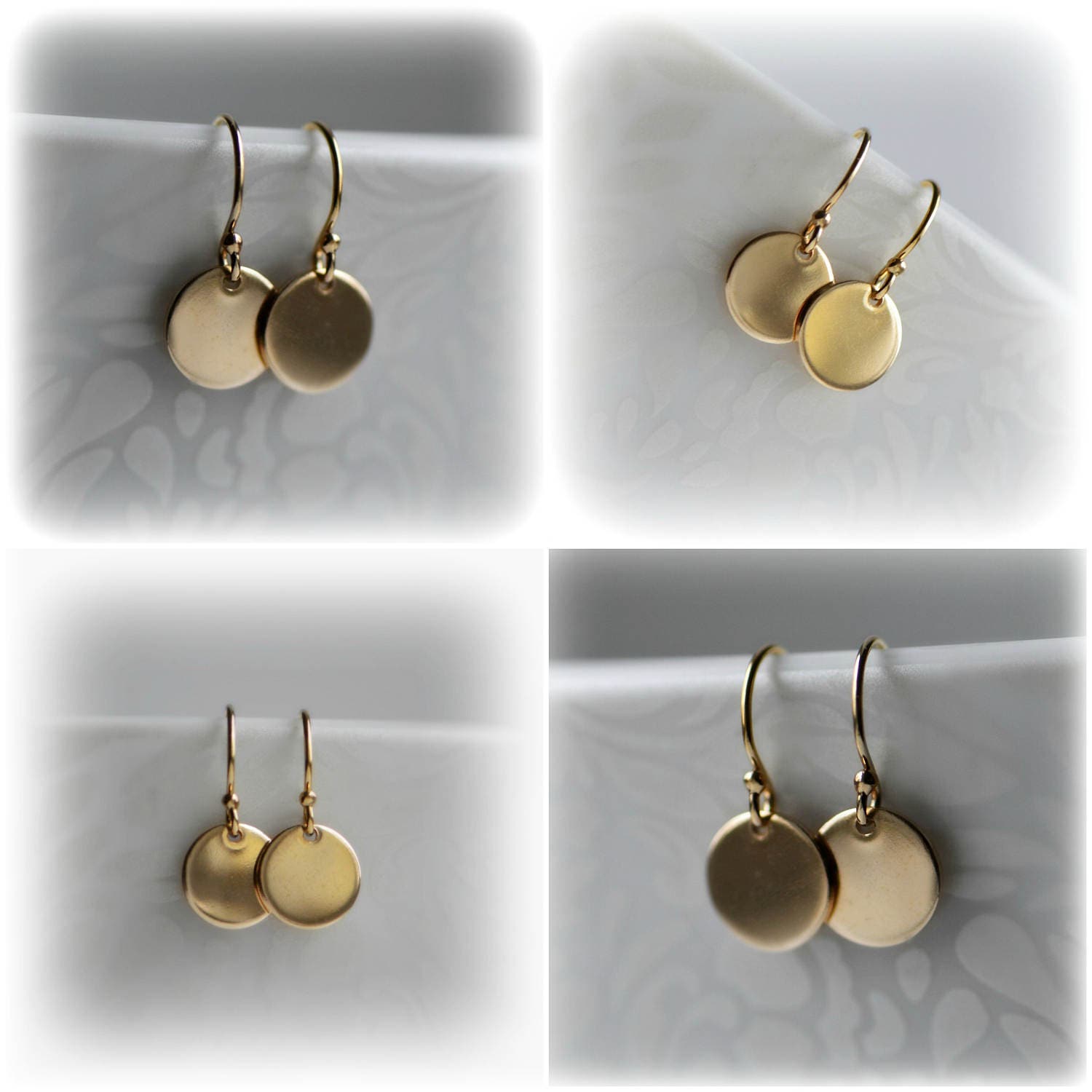 Tiny Gold Earrings Small Gold Dot Earrings Gold Disc Etsy UK