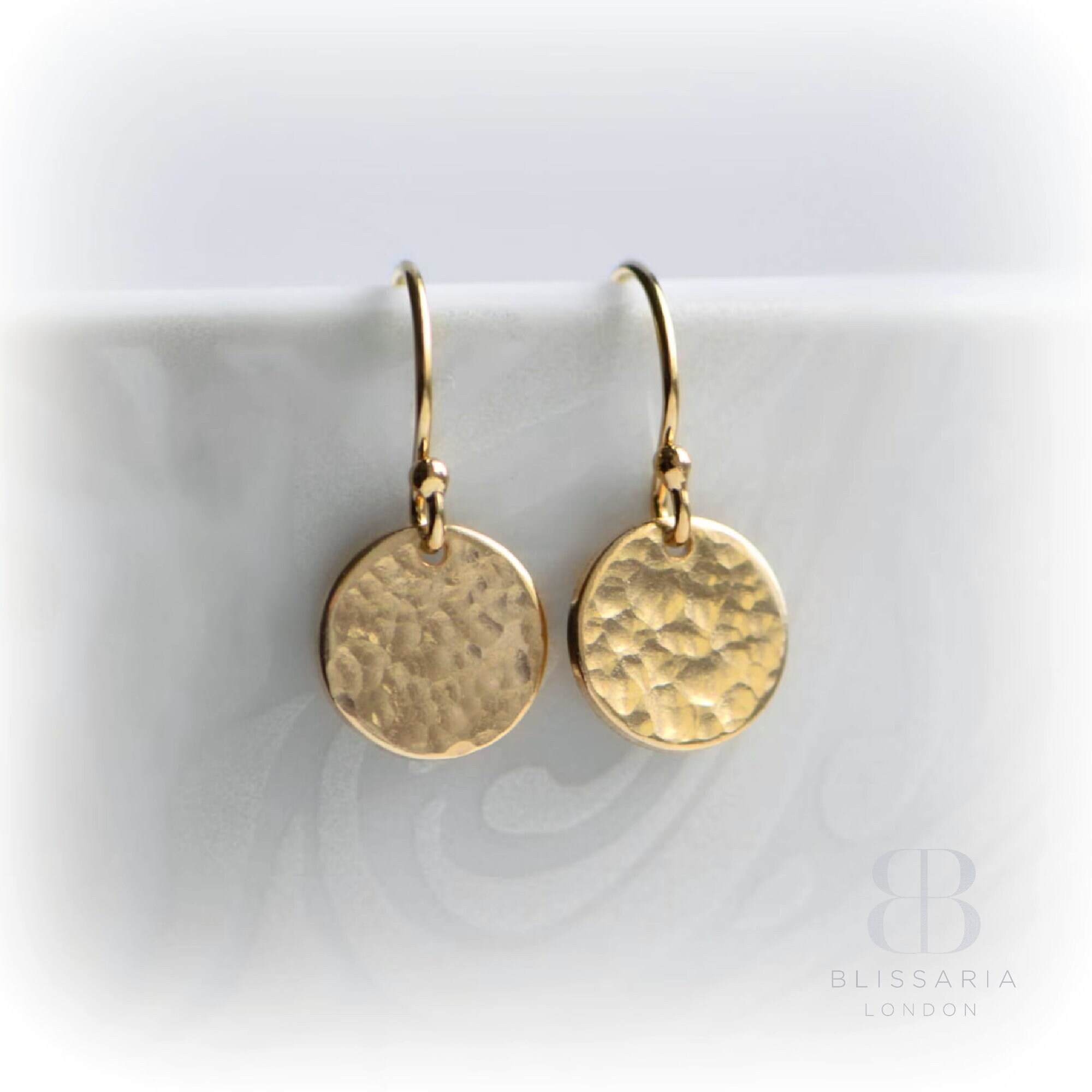 Gold hammered disc earrings clearance