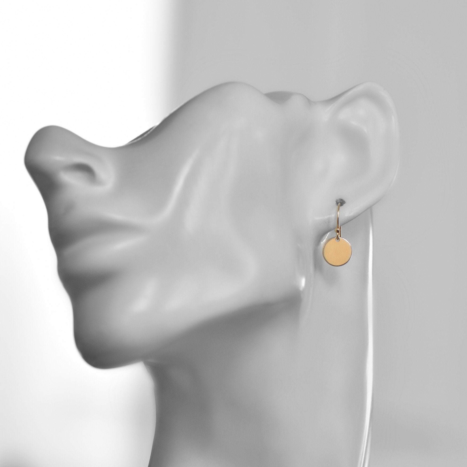 Tiny Gold Earrings Small Gold Dot Earrings Gold Disc Etsy UK