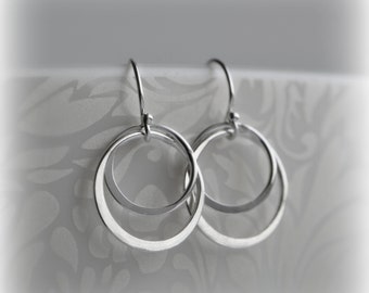 Double Hoop Earrings, Silver Hoop Earrings, Sterling Silver Circle Earrings, Silver Circle Earrings, Gift for Her, Christmas Gift Blissaria