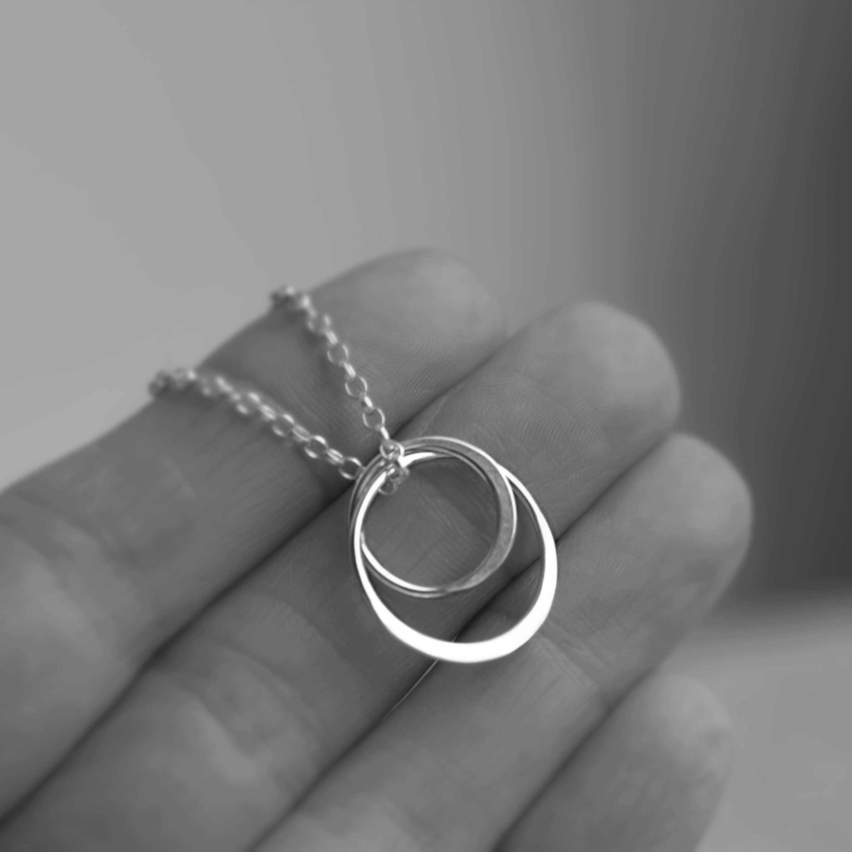 Silver Circles Necklace Double Circle Necklace Sterling Etsy UK