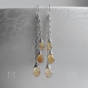 Boucles d'oreilles citrine en argent sterling, boucles d'oreilles pendantes en citrine naturelle, boucles d'oreilles en pierres précieuses pour femme, cadeau pour elle, faites main par Blissaria image 10