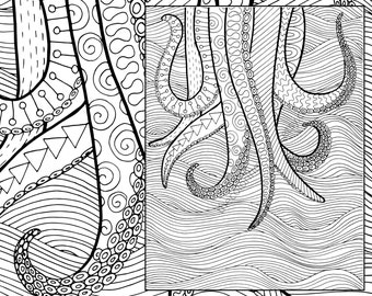 Octopus Adult Coloring Page Sheet Colouring Pdf Book Printable Sea Digital