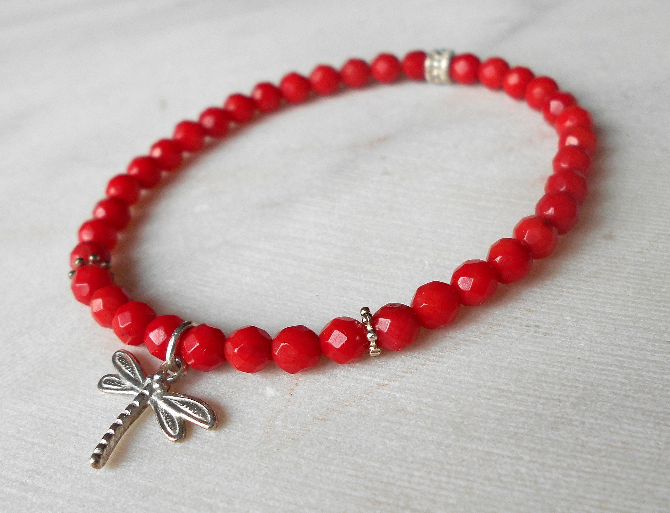 Red dragonfly bracelet deals
