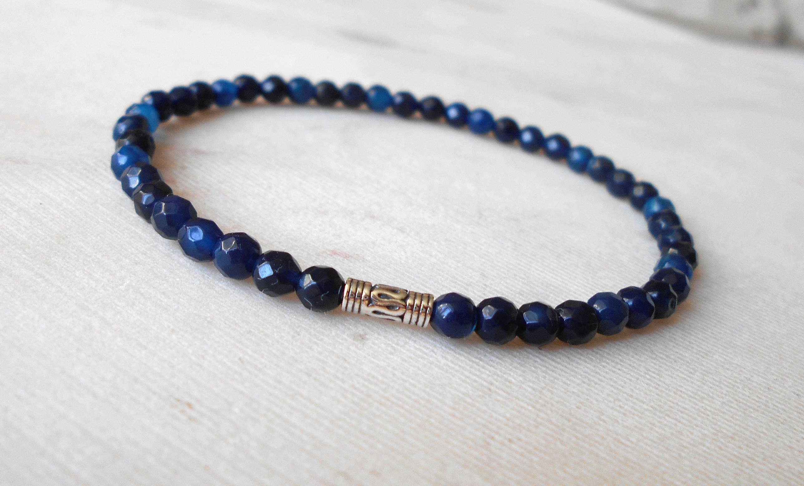 Gemstone Beaded Bracelet for Women's Silver Bracelet Blue - Etsy UK