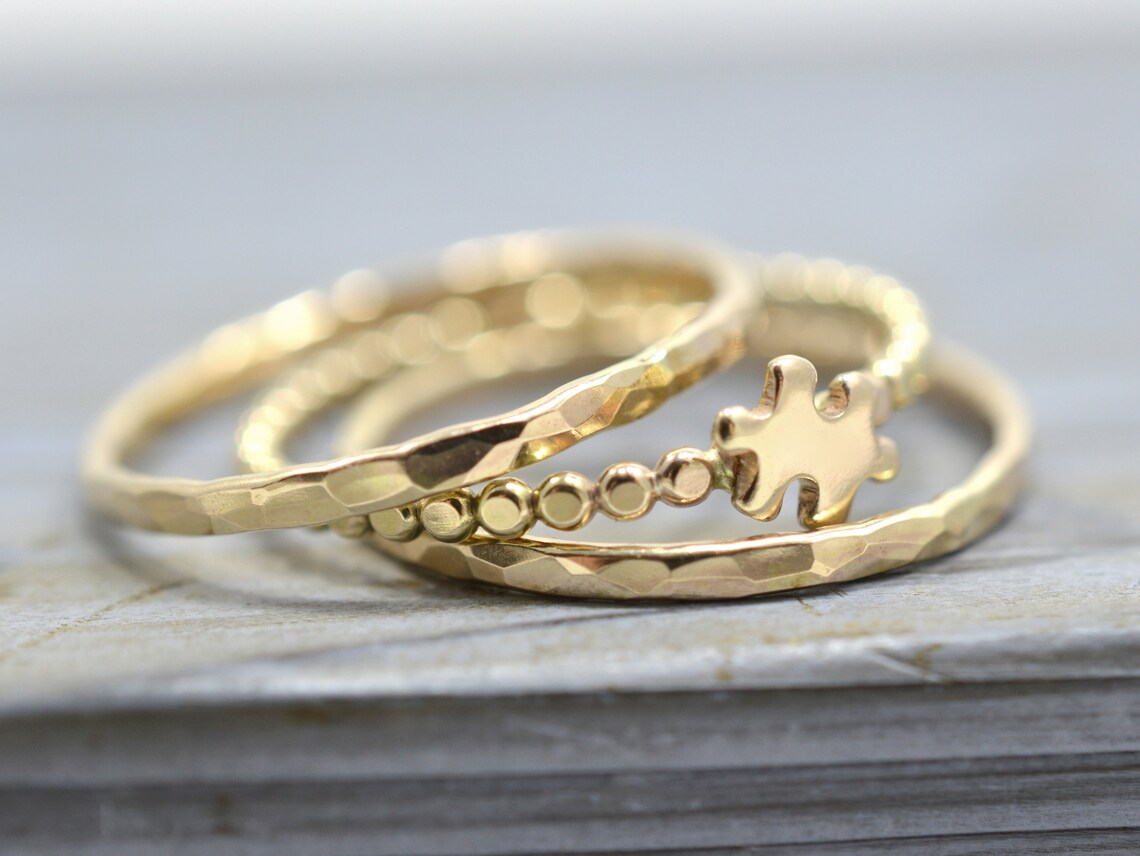 Puzzle Piece Ring Gold Stack Ring Puzzle Piece Jewelry Etsy