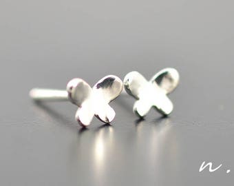 Tiny butterfly studs, Cute post earrings, 925 butterfly studs, Butterfly jewelry, Girl's gift, Minimalist studs, 100% handmade, Small studs