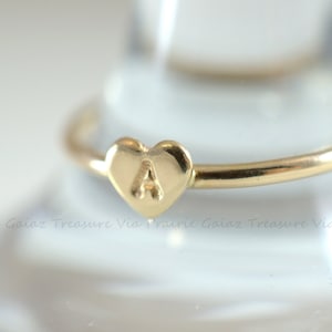 Heart Initial Ring, Personalized Ring, Gold Stacking ring, Custom Initials, Personalized Initials Ring, Gold, Rose gold, Silver, Her gift