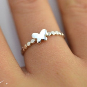 Butterfly ring, Dainty cute ring, Silver butterfly ring, Baby Girl gift ring, Simple tiny ring, Butterfly jewelry, Solid 925 Silver image 2