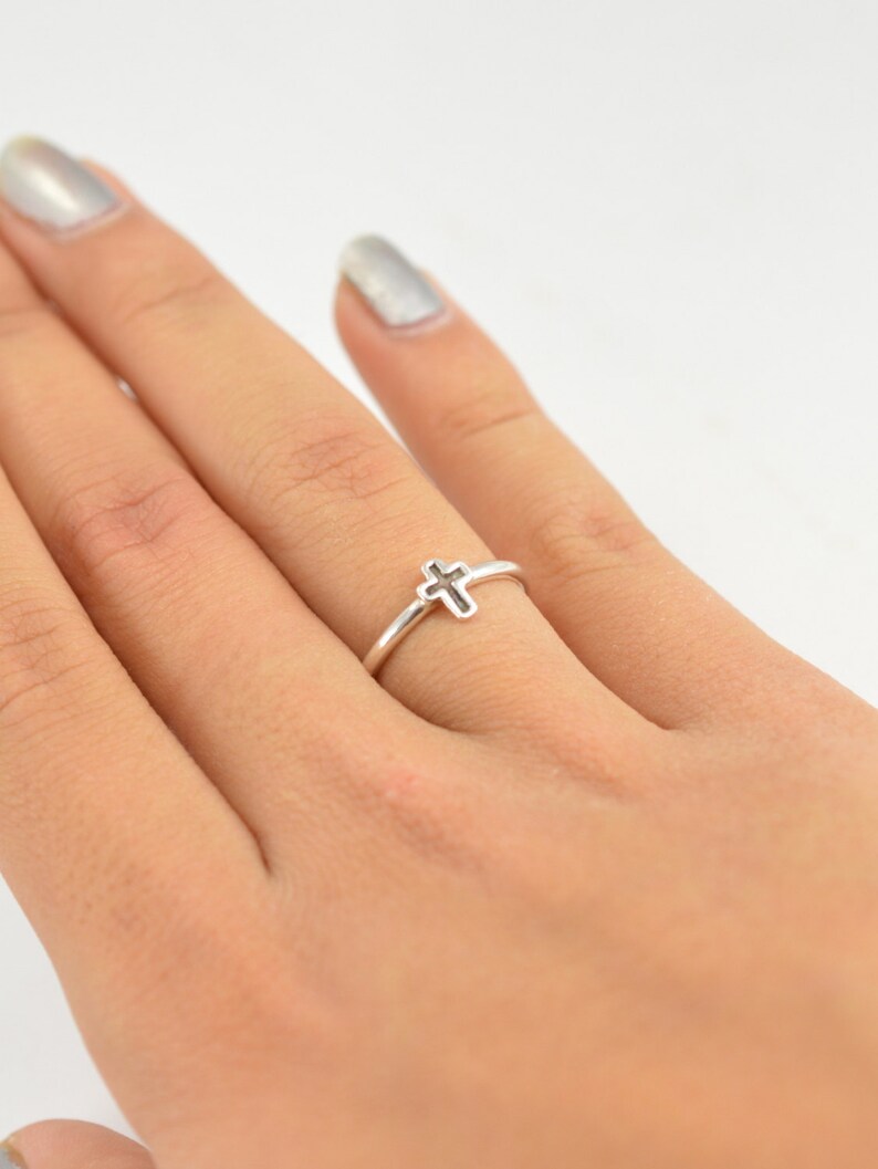Tiny Cross Ring Cross Ring Christian Ring Promise Ring Etsy