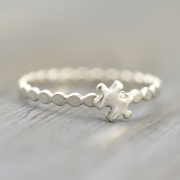 Puzzle piece ring, Gold stack ring, Puzzle piece jewelry, Puzzle piece ring, Autism Awareness, Tiny Puzzle ring, Gold, Rose Gold, silver