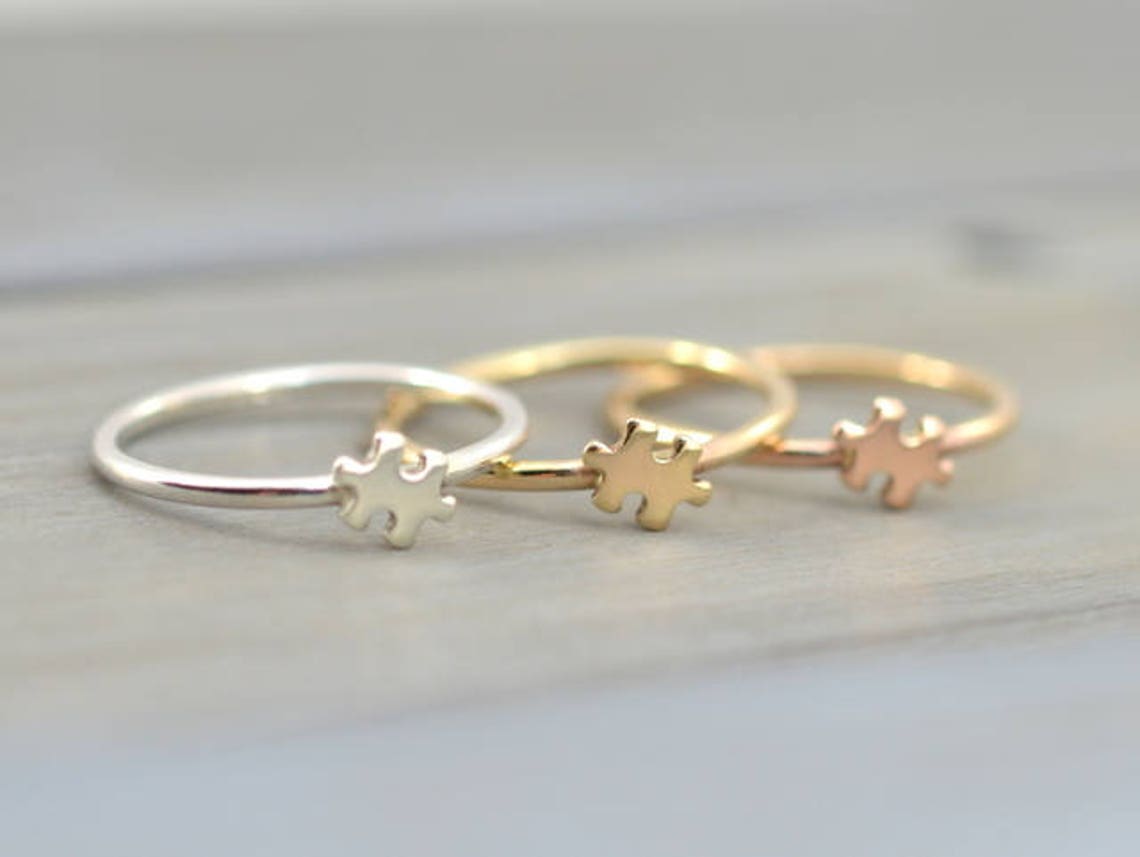 Gold Puzzle Ring Puzzle Jewelry Dainty Cute Ring Puzzle Etsy