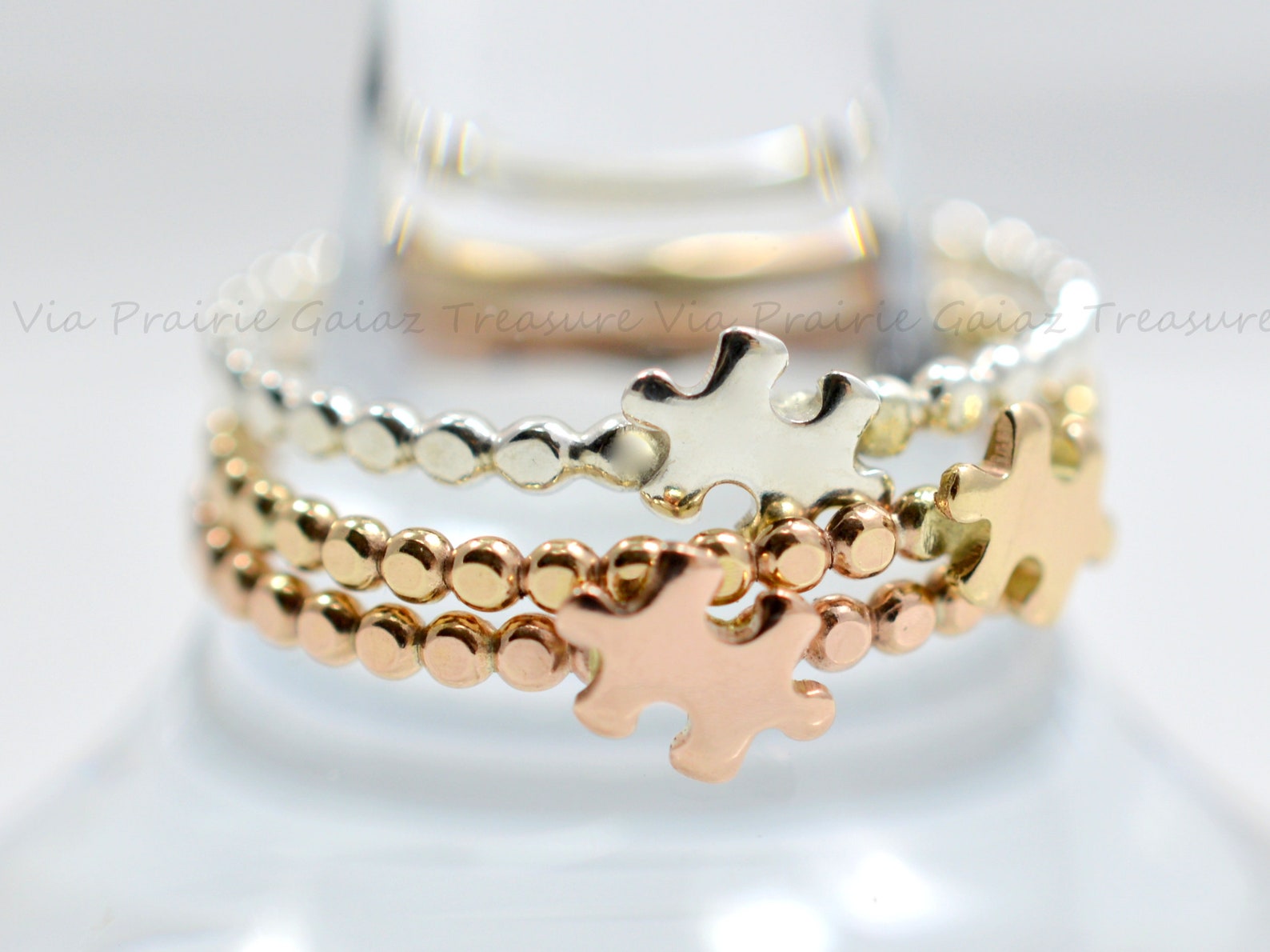 Puzzle Piece Ring Gold Stack Ring Puzzle Piece Jewelry Etsy