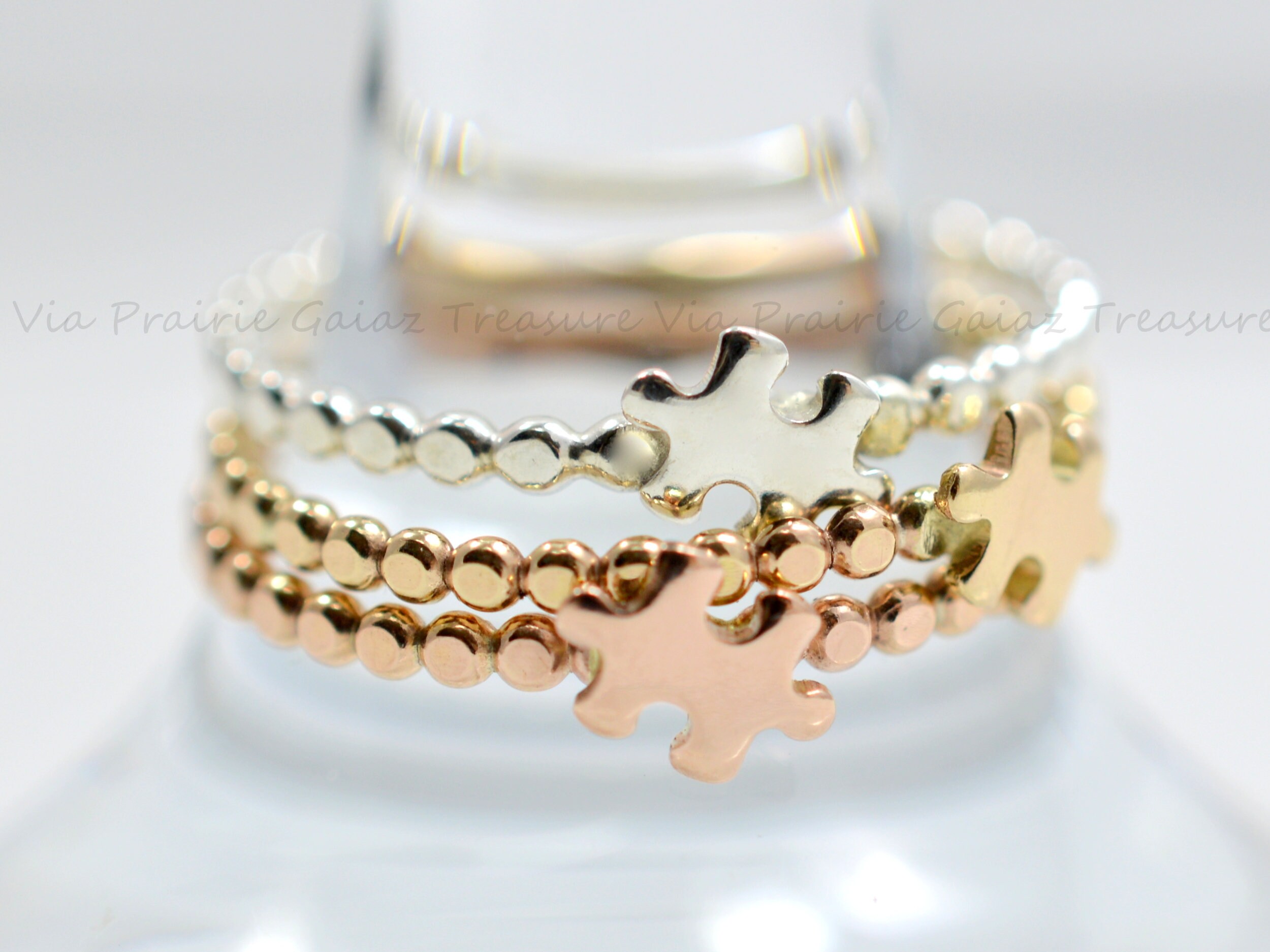 Puzzle Piece Ring Gold Stack Ring Puzzle Piece Jewelry Etsy