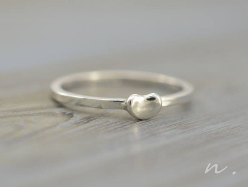 Solid 925 ring Tiny bean ring Jelly bean ring Jelly bean jewelry Environmentalist Jellybean ring silver bean ring Tiny Heart ring
