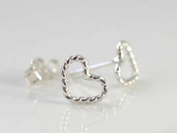 Small Sterling Silver Dreamcatcher Heart Earrings