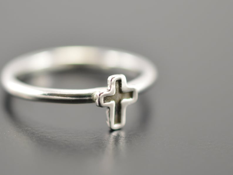 Tiny Cross Ring Cross Ring Christian Ring Promise Ring Etsy