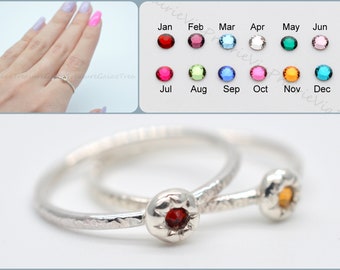 Personalized ring, Birthstone ring, 100% Handmade, Anniversary gift, Girlfriend gift, Birthstone jewelry, Mom Daughter ring, Swarovski ring