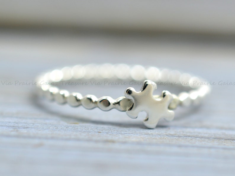 Autism Awareness Day Dainty puzzle ring Tiny Silver Puzzle ring Thin Rose Gold ring Gift for her Gold Puzzle ring Puzzle piece jewelry