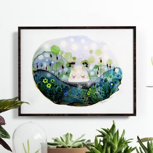 VOL ENERGIE / Illustratie / Tipoun / Met de hand verbeterde print met aquarel en glans / gelimiteerde serie van 30 exemplaren