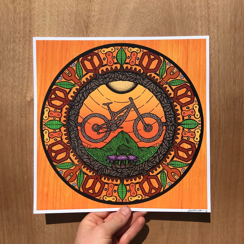 Mountain Bike Mandala Print | Etsy