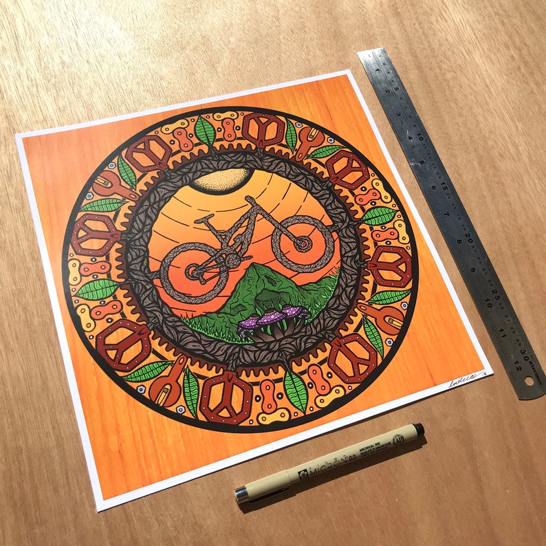 Mountain Bike Mandala Print | Etsy