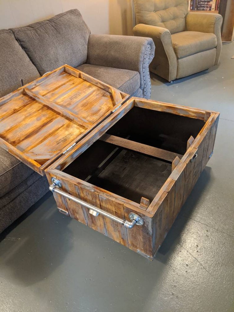 Industrial Coffee Table With Casters. Galvanized Steel Pipe. Distressed