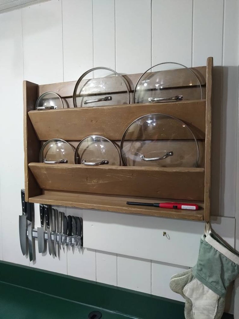 Wall Kitchen Organizer, Farm House Style, Wood Pot Lid Organizer Etsy