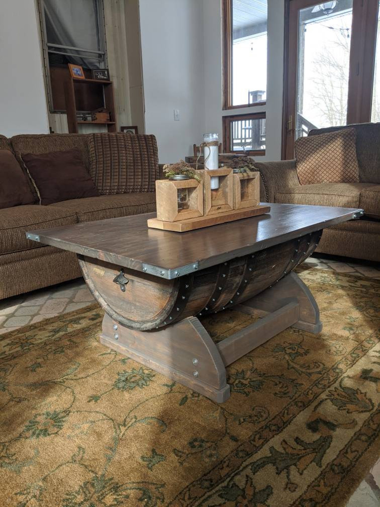 Wine Barrel Coffee Table Hand Crafted With a Real Nice Etsy