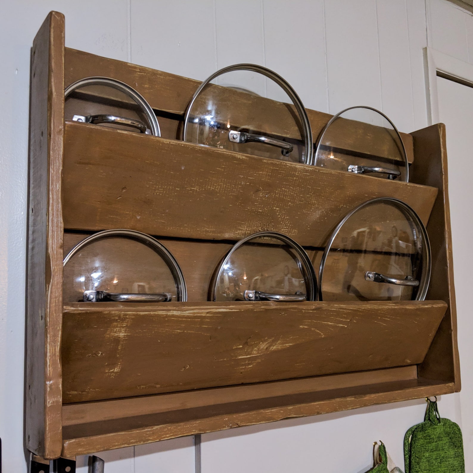 Wall Kitchen Organizer, Farm House Style, Wood Pot Lid Organizer Etsy