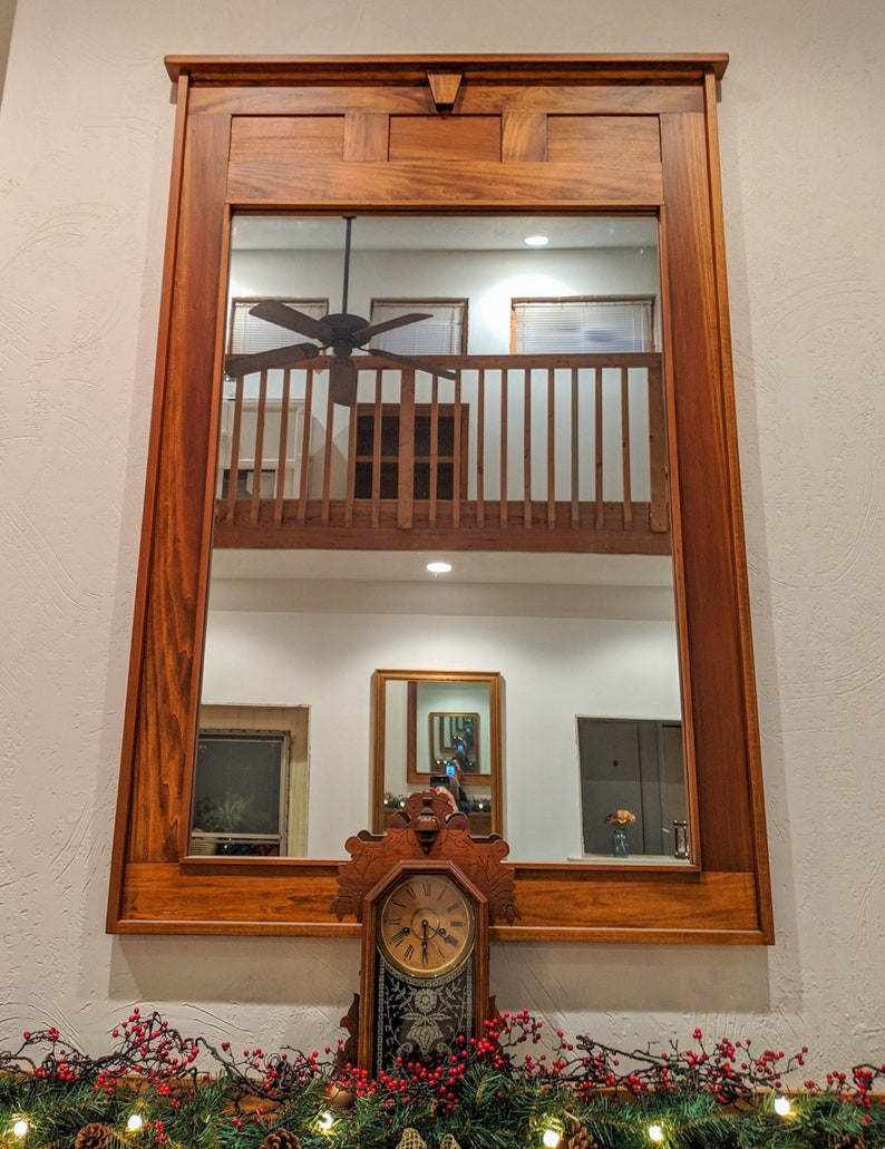 Large Wood Craftsman/ Mission style mirror with a heavy duty Etsy
