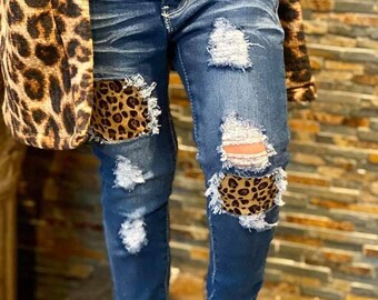 jeans with cheetah print inside