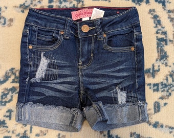 Girls' Distressed Denim Shorts, Adjustable Waistband