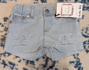 18-24m Light Wash Distressed Denim Toddler Shorts, Adjustable Waistband