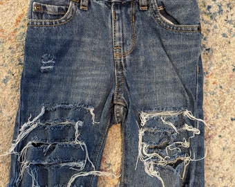 2T Distressed Denim Shorts, Adjustable Waistband