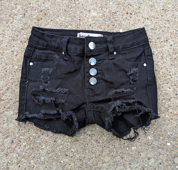 Girls Black Distressed Shorts // Youth Girls Distressed Shorts
