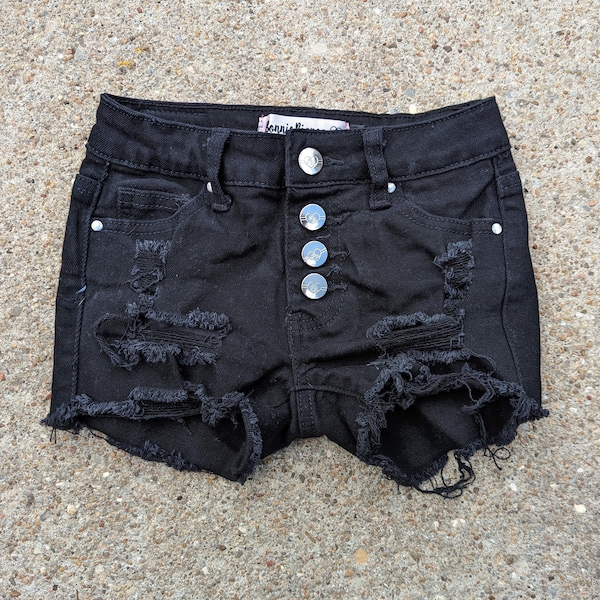 Daisy Distress Shorts - Dark