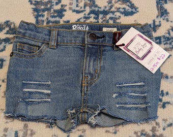Baby Girl Distressed Denim Shorts, Adjustable Waistband (12-18m)