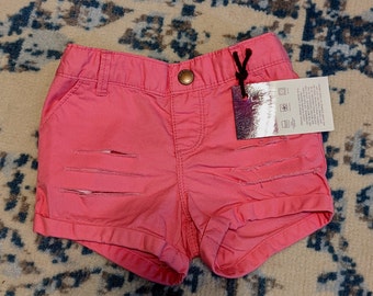18-24m Pink Distressed Toddler Shorts, Adjustable Waistband