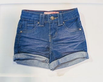 Blue Cuffed indigo shorts // custom item