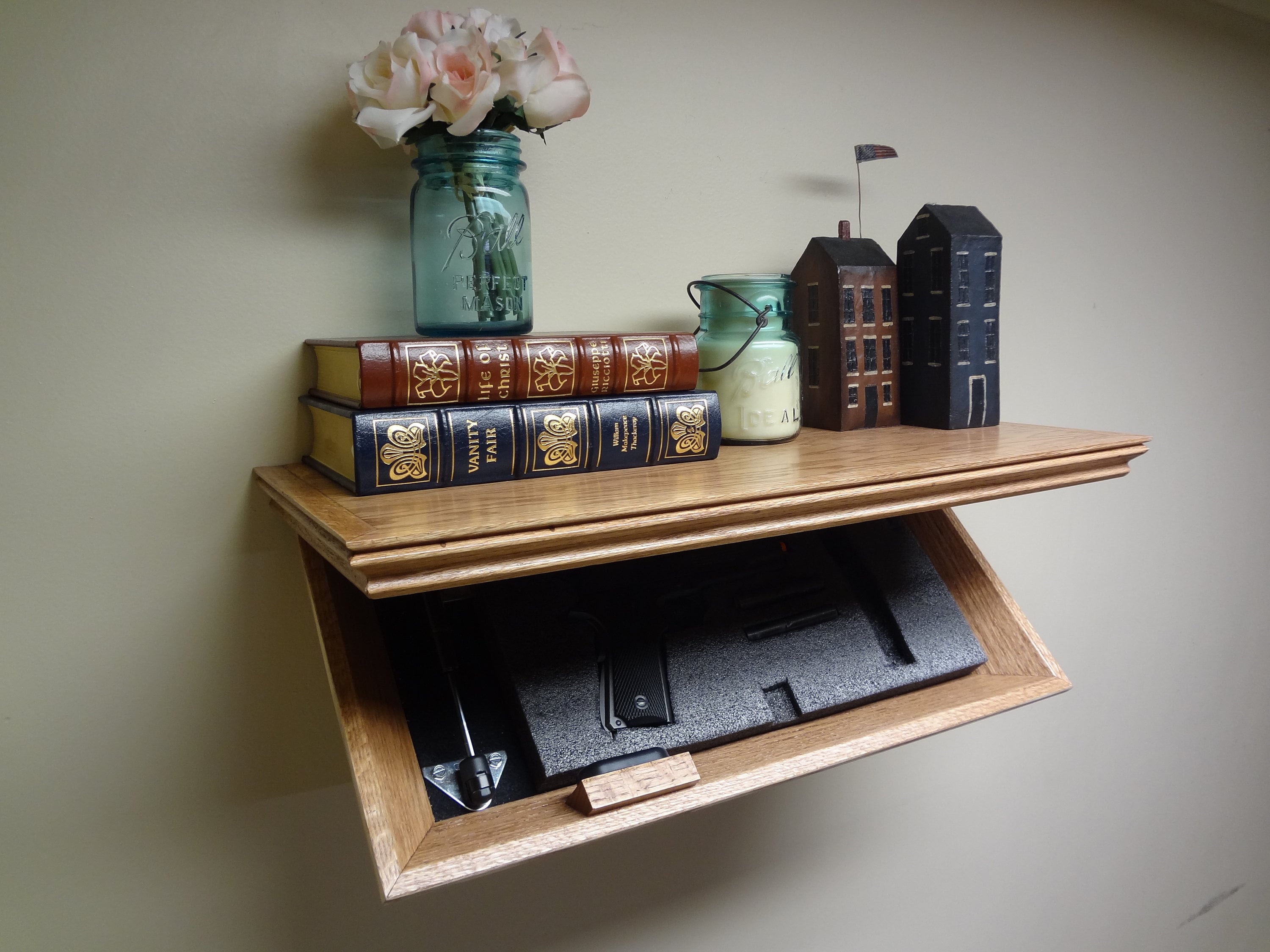 23 Concealment Shelf wth Lock and Cherry Stain Etsy