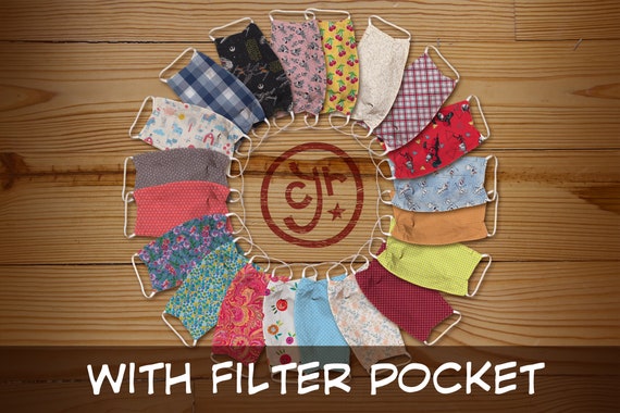 100% Cotton Masks w/ Nose Wire & Filter Pocket | Twenty Designs |  Custom Made | Reusable, Washable | Adults, Kids