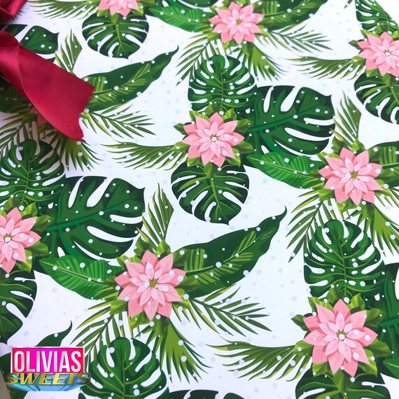 MONSTERA WEIHNACHTSPAPIER | Mid Century Modern Style Geschenkverpackung |  Geburtstag 19x27 ""Blumen-Weihnachtsstern." - Etsy.de