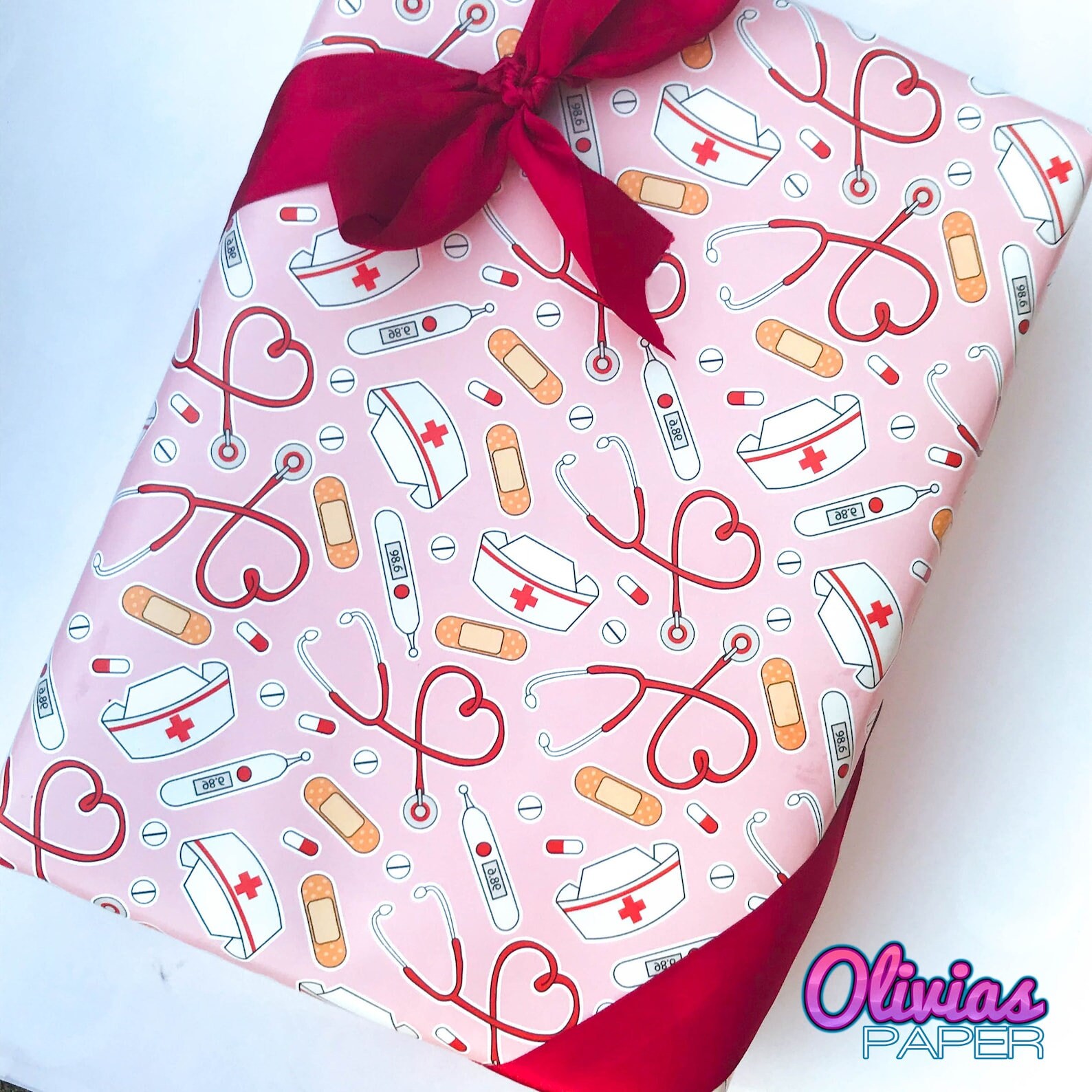 Medical Wrapping Paper Nurse's Day Themed Gift Wrap Sheets | Medical Wrapping Paper - Etsy