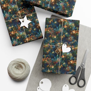 Moonlit Nightscape Themed Weihnachtsgeschenkpapier | Weihnachtsgeschenkpapier