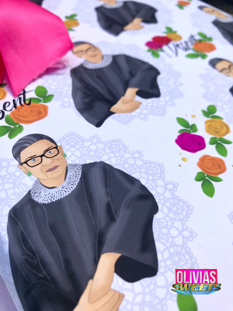 Feuilles de papier cadeau RUTH BADER GINSBURG I Dissent Anniversaire de Noël 19x27 Féministe Libéral Rbg image 3