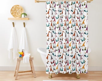 Gnome for the Holidays Christmas Shower Curtain - Home Decor + Living - Farmhouse Scandinavian Cottage core